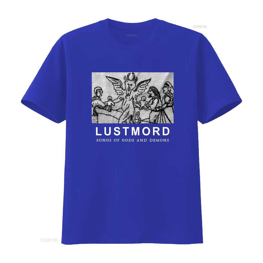 LUSTMORD T Shirt Songs Of Gods And Demons Print vintage Washed Stretched Versatile Unisex Casual Top For Everyday Wear