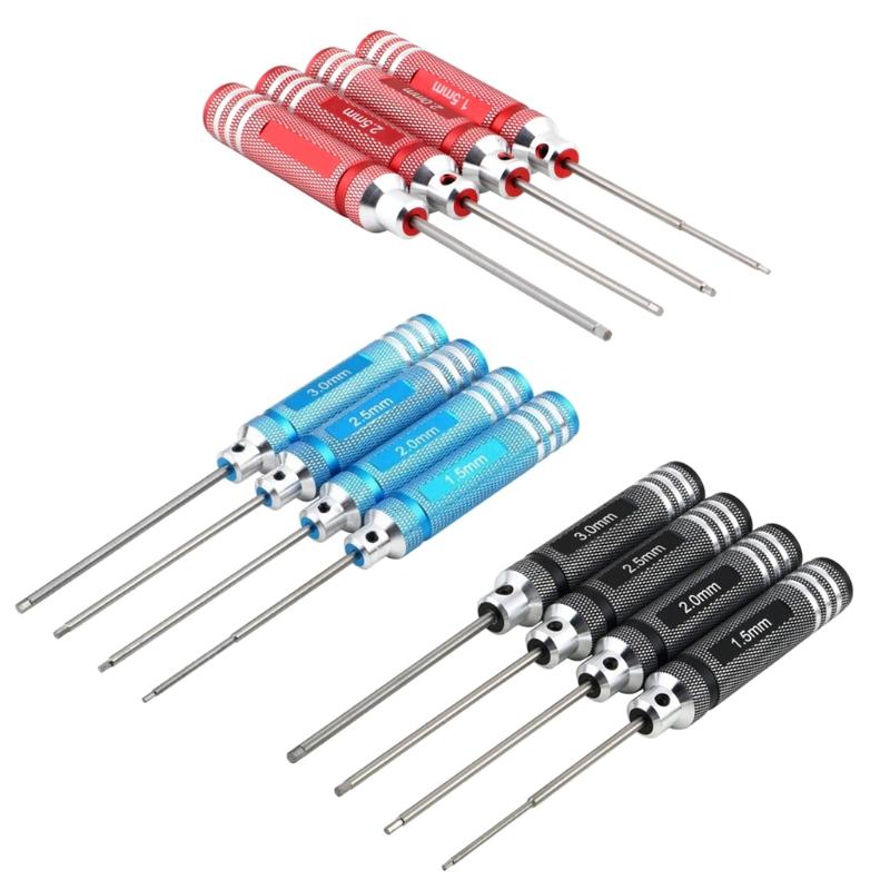 4Pcs/Set Allen Hex Screwdrivers H1.5mm/2.0mm/2.5mm/3.0mm Hexagon Screwdriver for Model Aircraft DIY Hand Tools