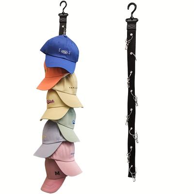 1pc Baseball Cap Storage Organizer with Clips, Eight Clips, Can Hold 16 Hats Hat Rack, Hat Storage Hook Rack