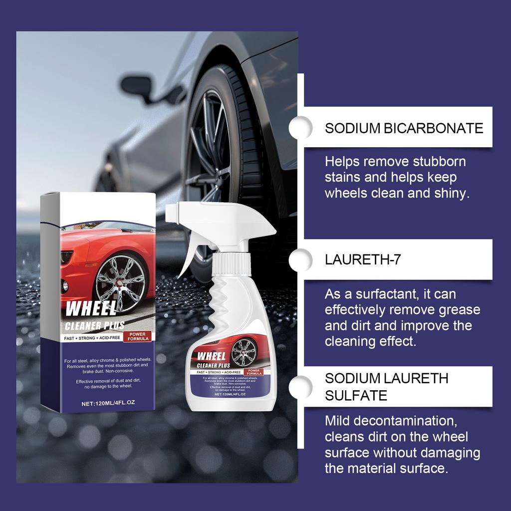 Soluție de curățare a roților auto, soluție de curățare a petelor de îngălbenire a butucului roților auto, 120 ml