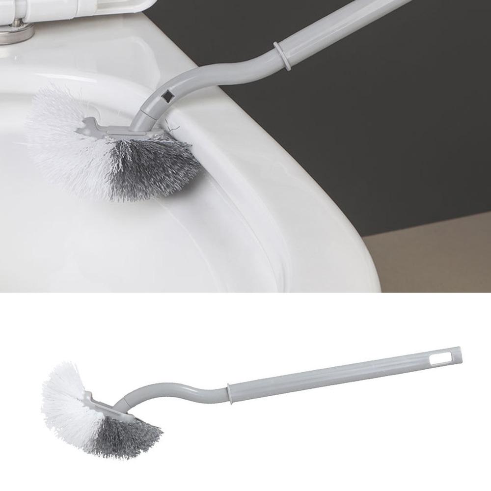 2pcs Hanging Hole Design Curved Toilet Brush Long Handled Toilet Cleaning Brush  Bathroom
