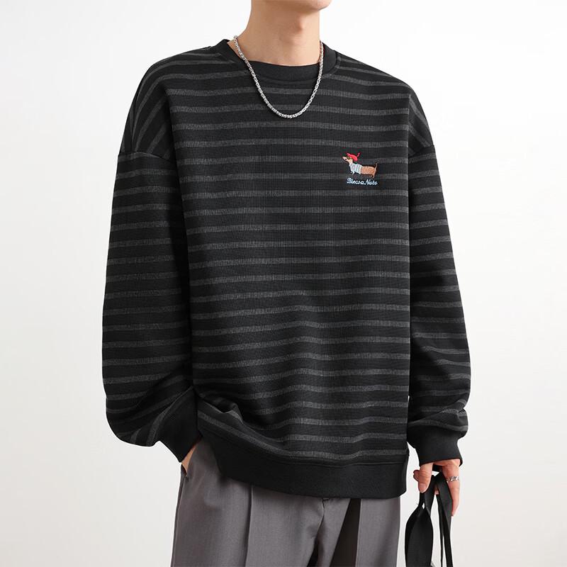 VUUG Men s Striped Cleanfit Crewneck Sweatshirt 4XL
