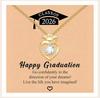 Luxury 14K Gold Plated Heart Graduation Cap Necklace for Women Zircon Pendant Class of 2026 Memorial Jewelry Gift for Daughter