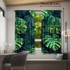 2pcs Tropical Palm Leaf Pattern Semi-Sheer Curtains - 100% Polyester Pongee   Woven Rod Pocket Top   Contemporary Style   Room Dark