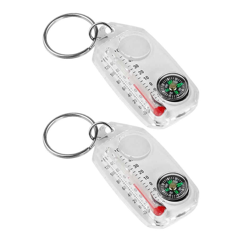 Pocket Survival Compass Multifunctional Guiding Compass Thermometer Keyring Pocket Sized Compass Keyring Compass Pendant