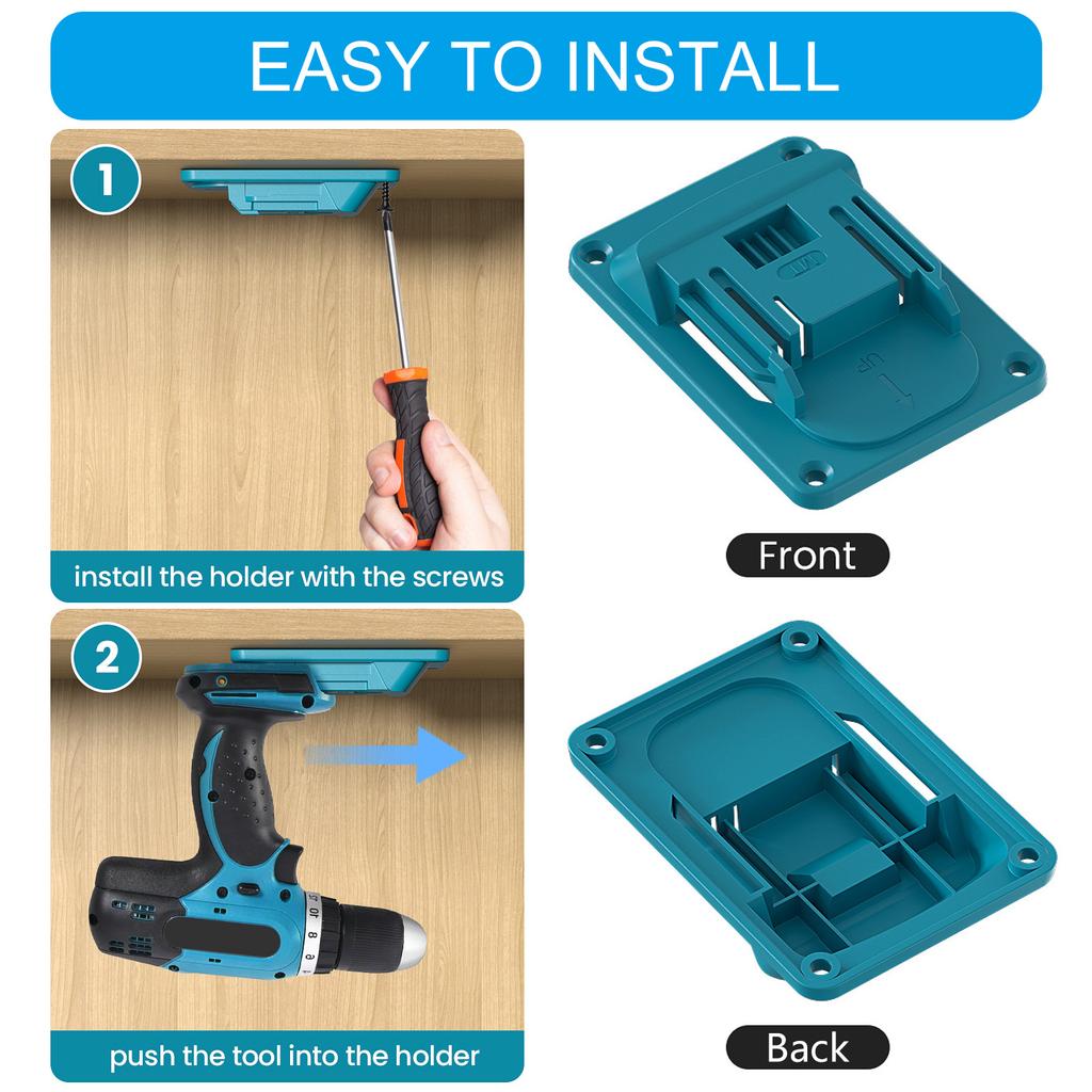 Wall Mounted Drill Holder Set Of 5 For 18V Cordless Tools Heavy Duty ABS Bracket With Secure Storage Space Saving Design