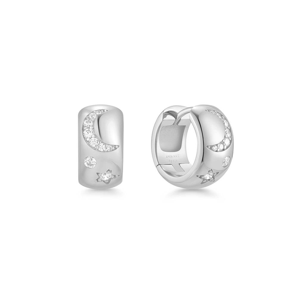 Ania Haie Silver Space Chunky Hunger Hoop 925 Silver Earrings E066-09H