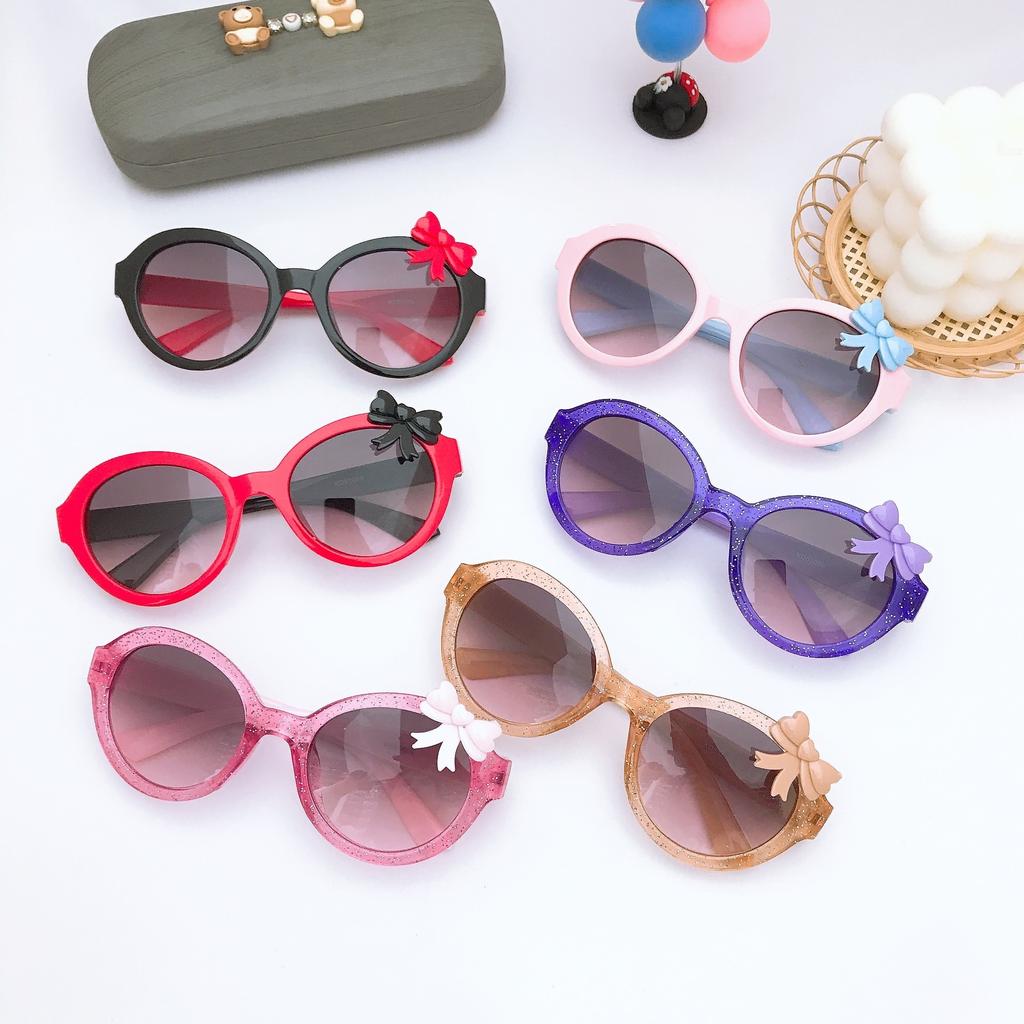 2025 Candy Color Cute Baby Trendy Fashion Round Frame Outdoor Sunshade Sunglasses New Bowknot