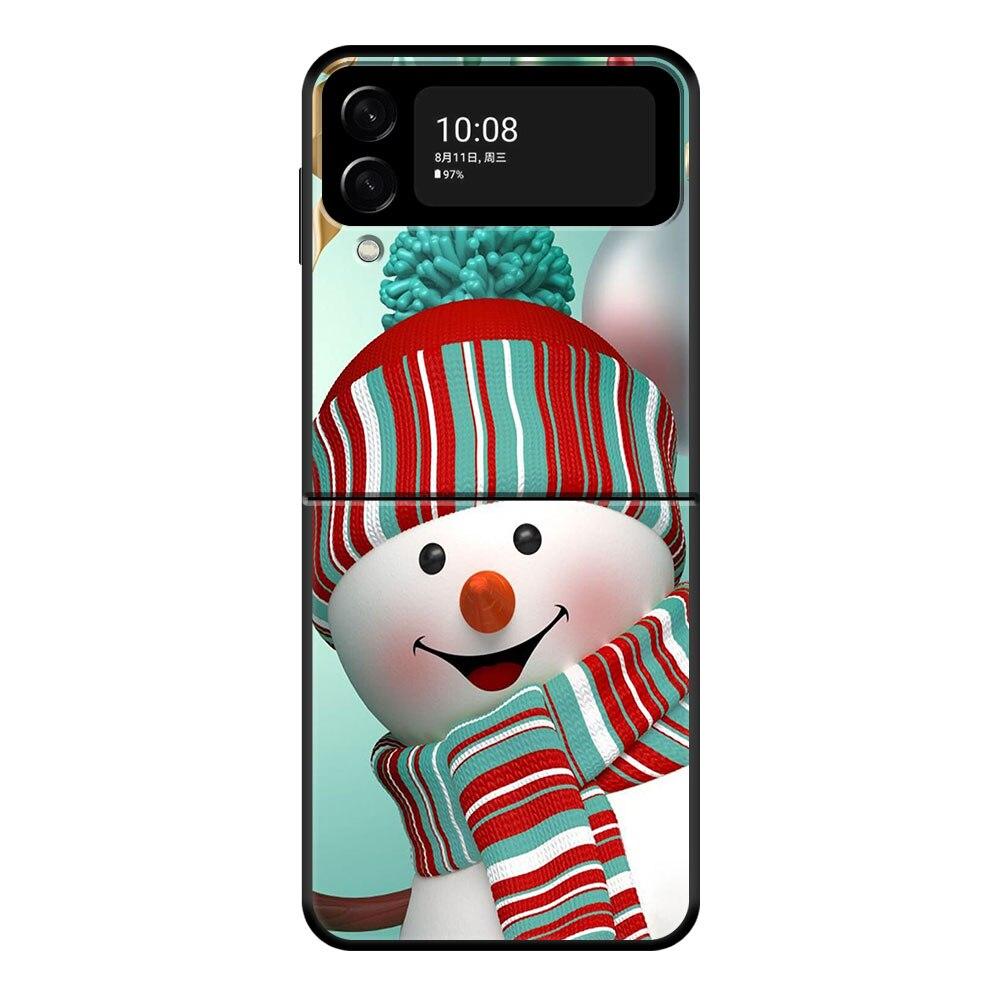 Süße Weihnachts-Schneemann-Telefonhülle für Samsung Galaxy Z Flip Z Flip3 5G Z Flip4 Harte PC-Mattschale