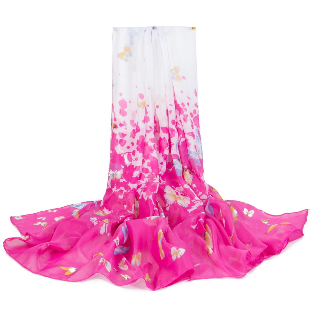 Extra Large Chiffon Printed Scarf White Shawl Dual-purpose Women's Korean Version Autumn and Winter Long Scarf Beach Towel for Women