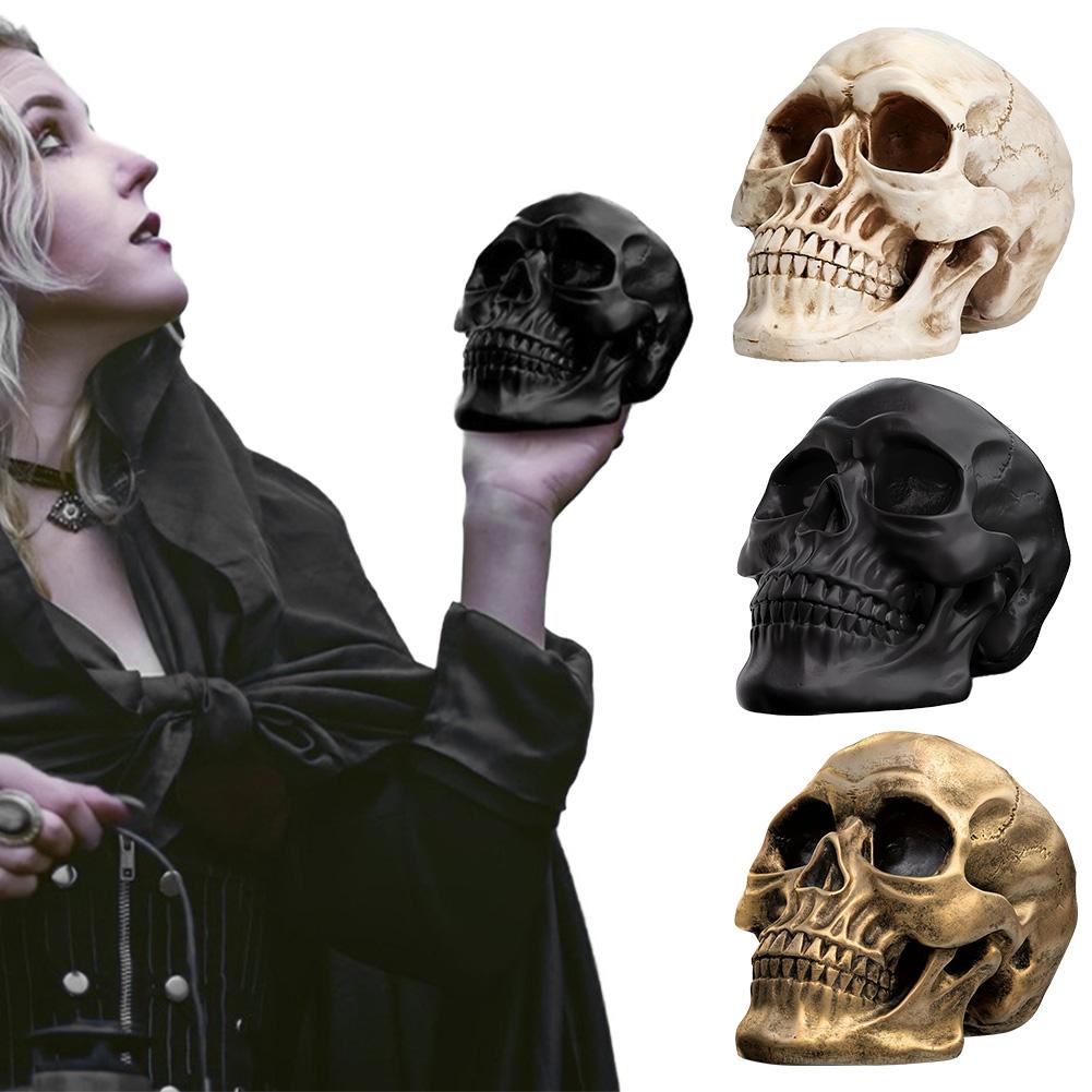 Halloween Skull Statue Resin Skull Shaped Figurine Life Size for Holiday Party Decor