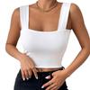 Basic Crop Tops for Women Square Collar Low Back Sleeveless Short Tank Top Solid Color Stretchy Bodycon Sexy Backless T Shirt