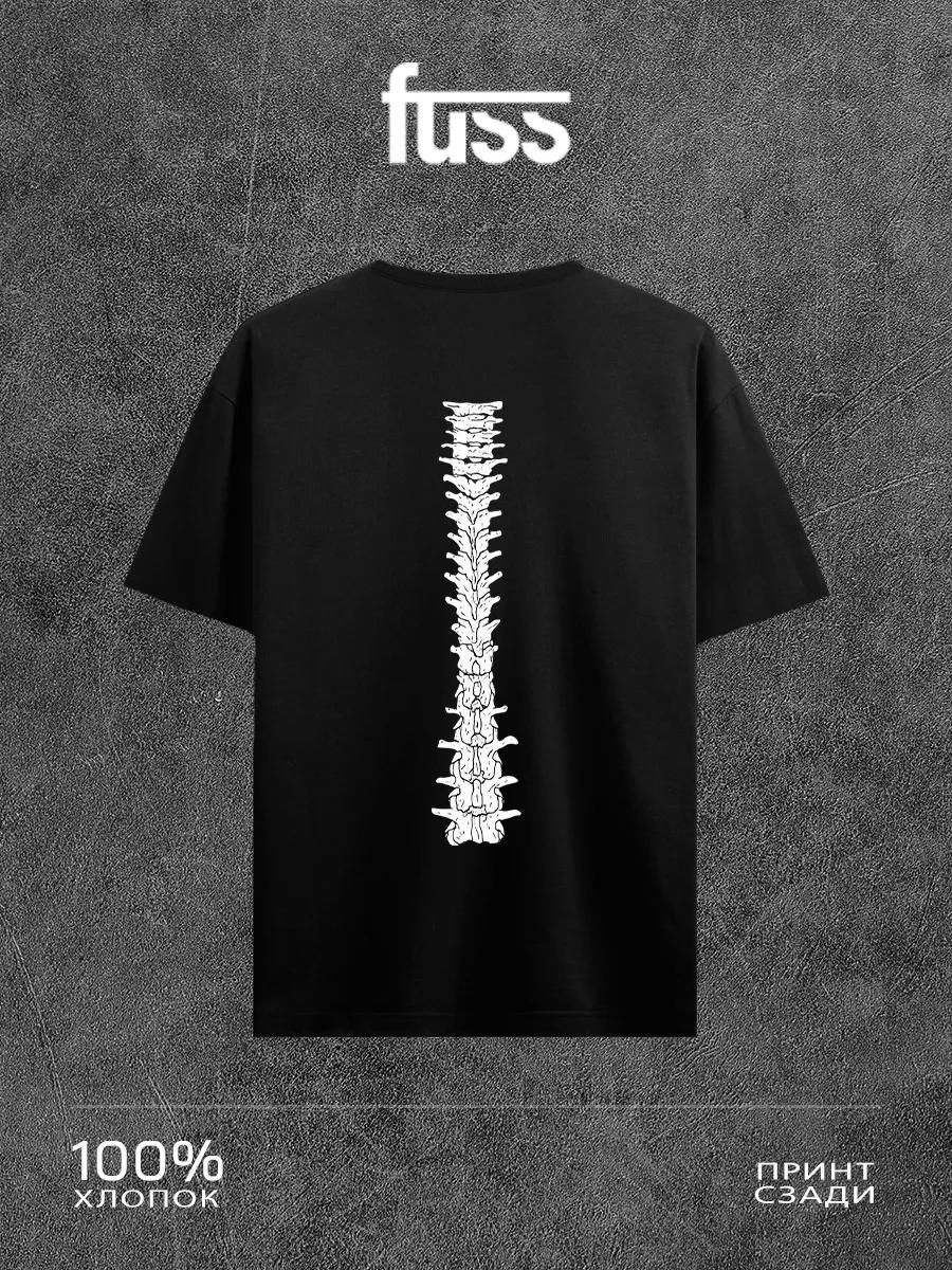 

Футболка в стиле Y2K с винтажным принтом позвоночника S