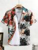 Herren Einfaches Freizeit-Kurzarmhemd Buntes Pflanzen-High-Definition-Druckhemd Atmungsaktives Hawaiianisches Outdoor-Herrenbekleidung