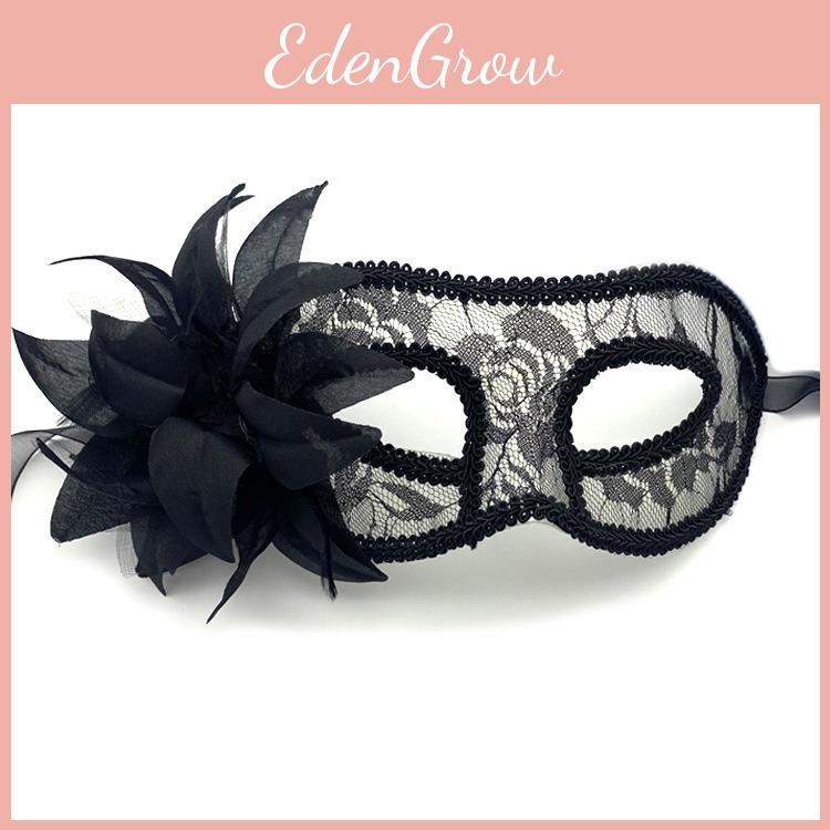 Half Lace Face Mask With Floral Decoration For Venice Halloween Masquerade Party