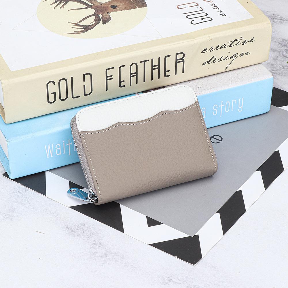 Cowhide Multifunctional Zipper Change Purse Women's Fashionable Coin Bag Genuine Leather Card