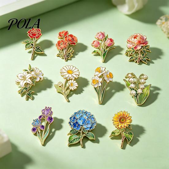 Enamel Brooch Pin, Flower Design with Smooth Edges, Pin Lightweight Zinc Alloy Badge for Jackets Scarves Bags Gift Literary Style