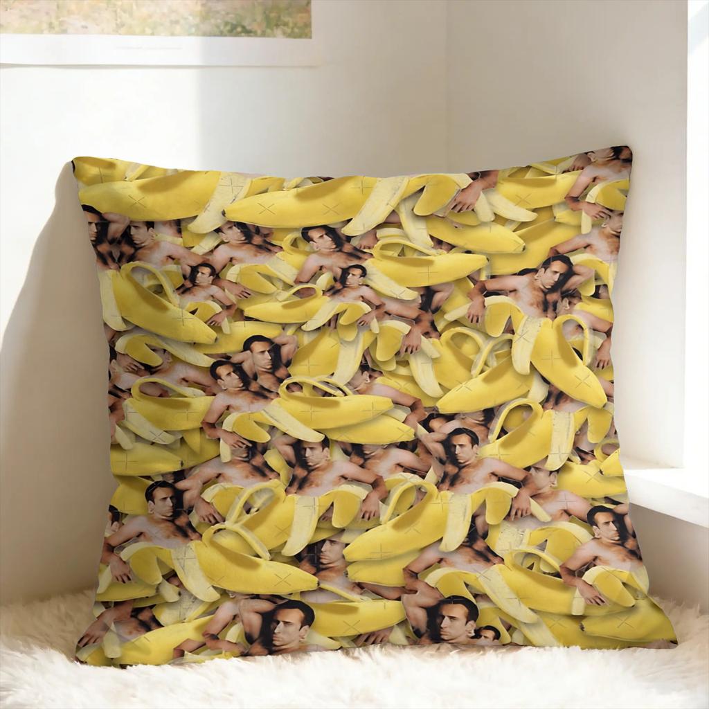 Cozy N-Nicolas Cage Headshot Pillow Cover Comfy Cushion Cover Funny Pillow Case For Sofa Couch Bed Living Room