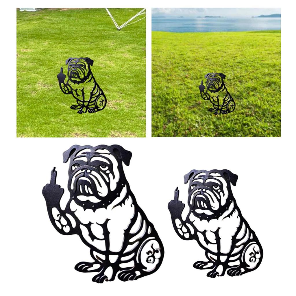 Metal Dog Garden Decor Multifunction Funny Easy Install Statue Black Puppy Garden Stake for Outside Party Walkway Lawn Backyard