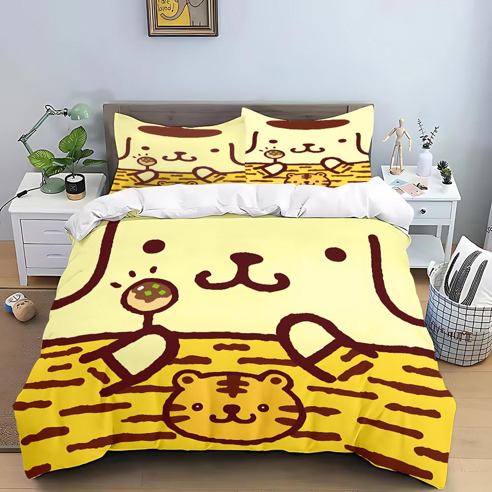 Cartoon Pom Pom Pudding Duvet Cover Queen King Size Bedding Set Adult Boys Girls Bedroom Decoration Children Gift Double 3 Pcs