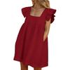 2023 Summer Floral Print Square Neck Ruffle Sleeve Swing Dress