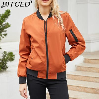 Spring/Autumn Lightweight Flight Jacket Women's Casual Long-Sleeved Coat Loose-Fit Stand Collar Baseball Jacket