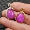 Pink Jade Water Drop Pendant with Peach Blossom and Sugilite Necklace