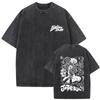 Anime JoJo's Bizarre Adventure Golden Wind Iggy Graphic Washed Vintage T-shirt Unisex Casual Oversized T Shirt Cotton T-shirts