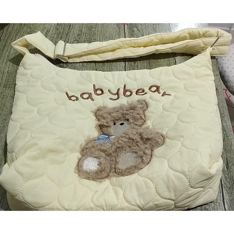 

Cute Cartoon Embroidery Nylon Women s Shoulder Bags Large Capacity Ladies Crossbody Bag Fall Winter Macaron Female Tote Bag