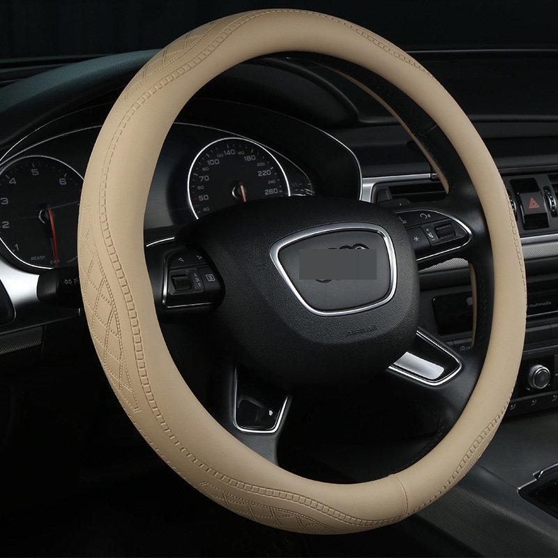 Nappa Leather Embossed Car Steering Wheel Cover - Four Seasons, Comfortable Grip