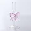 Luxury Romantic Bow Candle Holder INS Transparent Glass Candles Stand Elegant Unique High Footed Candlestick Photo Props
