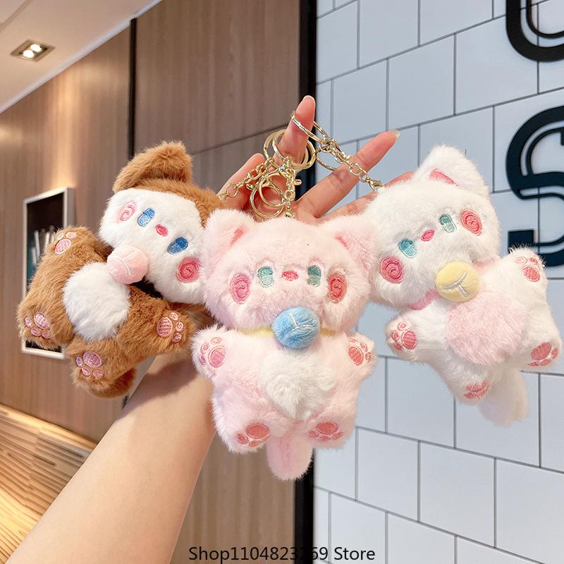 New Cute Cat Plush Doll Cartoon Keychain Plush Toy Little Cat Doll Bag Pendant Doll Keychain Cloth Doll Toy