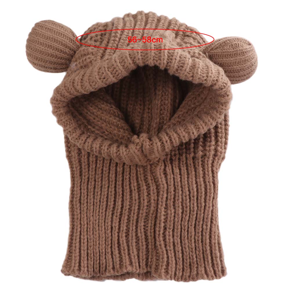 Balaclava a forma di orecchie d'orso antivento Stile Coreano Cappello Invernale Pullover Cappuccio Casco Donna