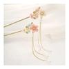 Cherry Blossom Flower Pearl Hair Pin Clip for Bangs, Hair Accessories for Japanese Kimono Yukata, Alloy with Cubic Zirconia Chain
