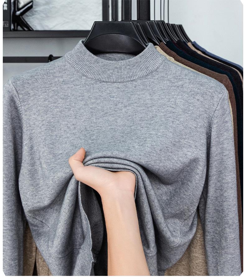 Men’s Autumn/Winter Half-High Collar Knitwear - Warm Inner Layer for Middle-Aged and Elderly