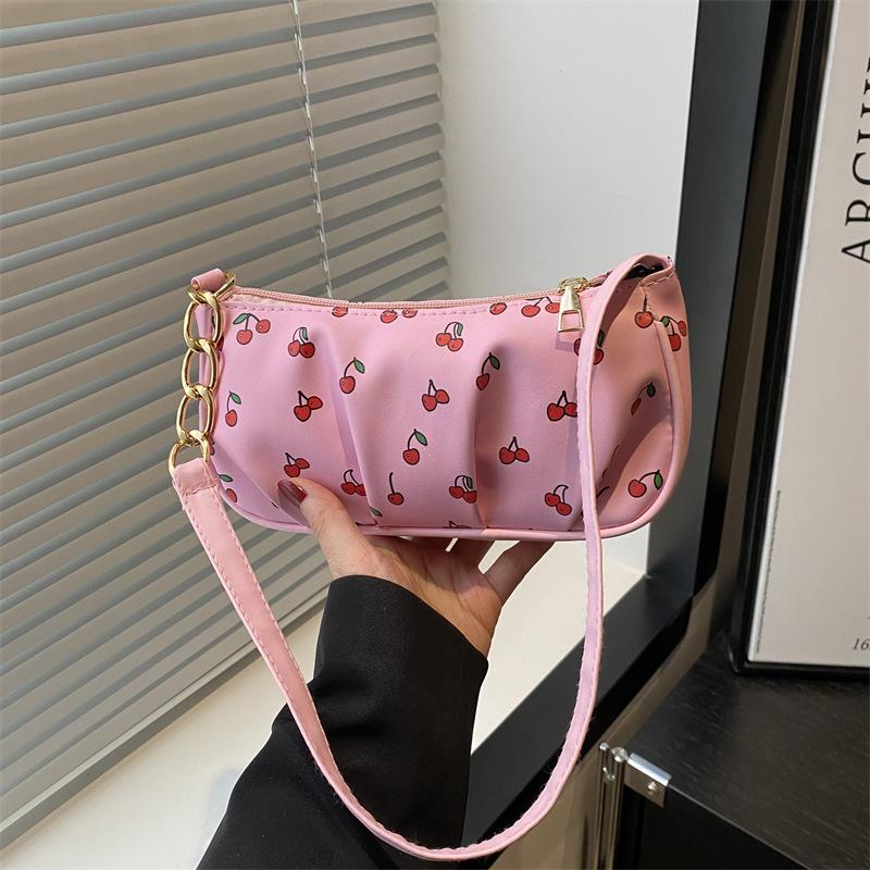 

Повседневная простая цепочка сумка-подмышка новая маленькая свежая литературная модная с принтом на плечо сумка-мессенджер женская розовый