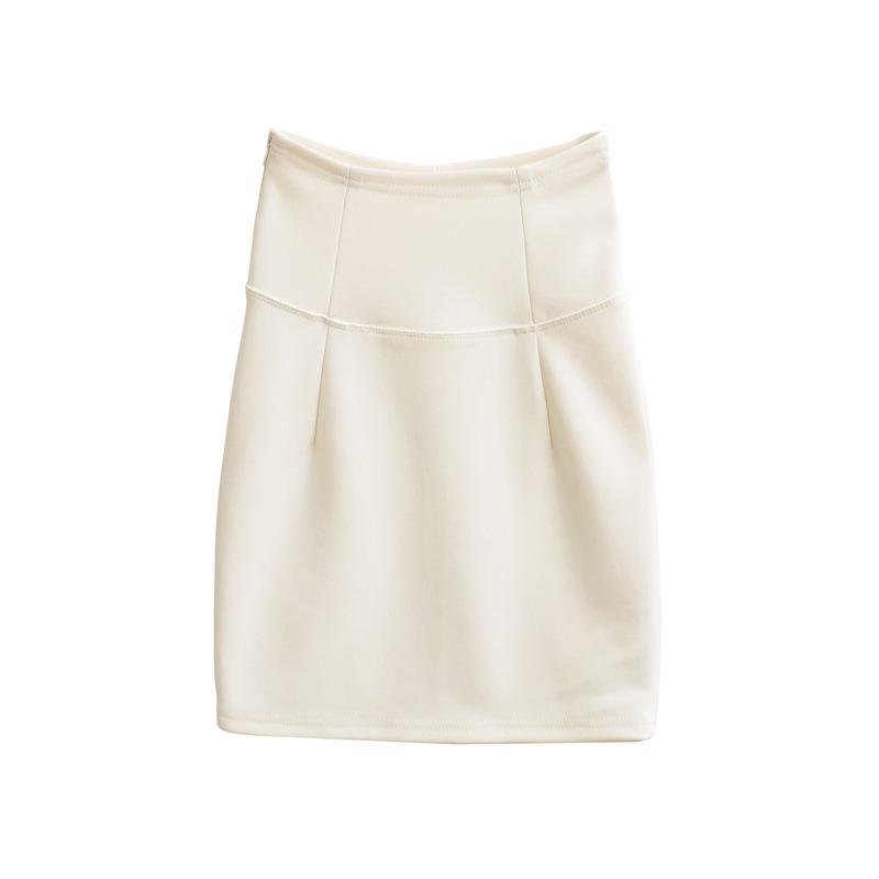 Spicy Girl High-Waisted Khaki Slimming Midi Skirt for Women - Sexy, Hip-Hugging Design with High Elasticity, Perfect for Spring & Autumn S грязно-белый