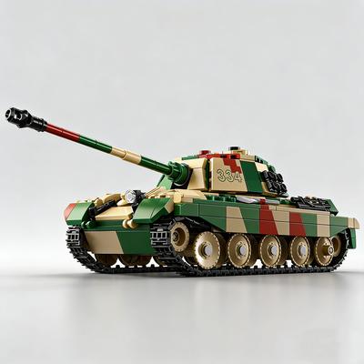 The 2026 New Military Tiger King Tank Heavy Firepower Armored Vehicle Puzzle Model Building Blocks Toys 66077