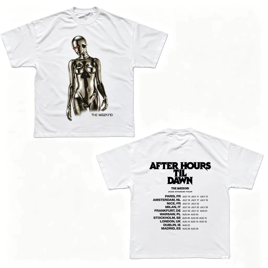 The Weeknd After Hours Til Dawn Tour Europe 2026 Tshirt 100cotton Unisexs Unisexs Popular Streetwear Casual Tshirt Casual Tops