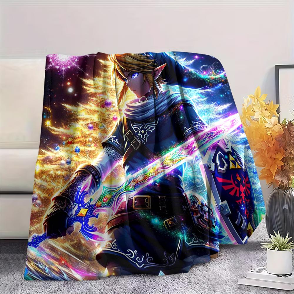 1Pc Link Zelda Print Flannel Blanket, High quality Comfortable for All Seasons, Home Decor, Warmth and Comfort, Perfect for Christmas Gifts