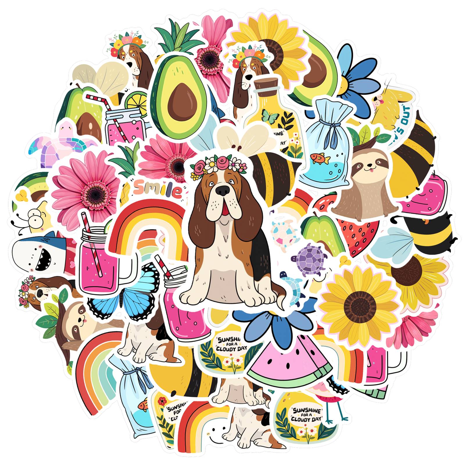 

35pcs Cute Nature Stickers Cartoon Tropical Stationery Stickers Funny Stickers For Laptop Motorcycle Luggage Phone Notebook