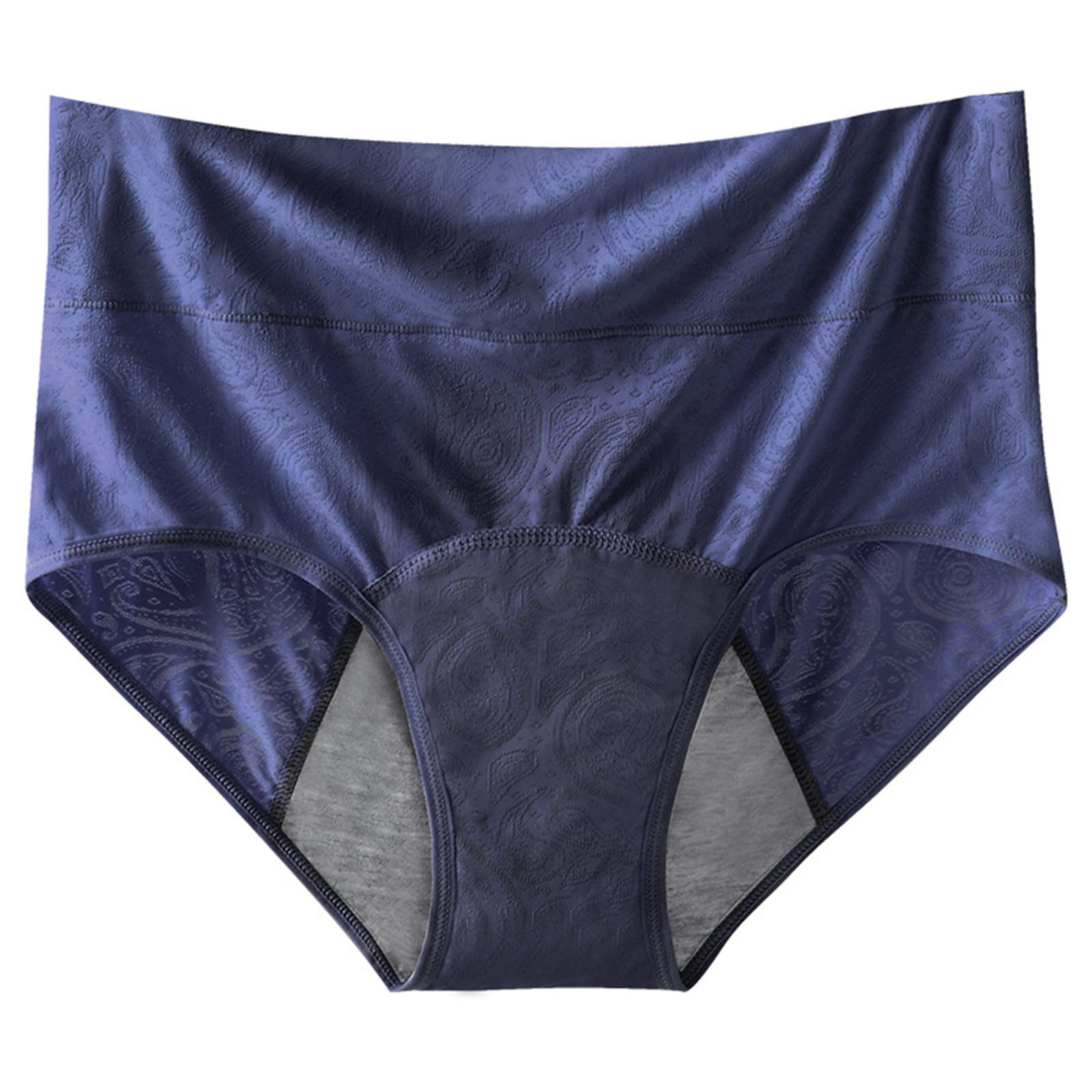 

Women s High Waisted Breathable Physiological Plus Size Underwear Menstrual Hygiene Pants XL синій