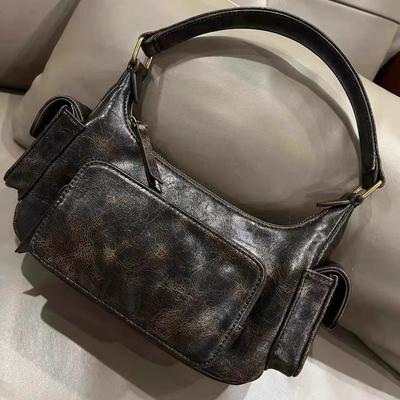Bolso de axila retro Maillard femenino bolso de motocicleta con múltiples bolsillos clutch de hombro grande estilo americano