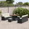 Ensemble de Canapés de Jardin 9 pièces vidaXL avec coussins Noir Rattan Synthétique Acacia, Canapé de Jardin 2 places vidaXL 3362215