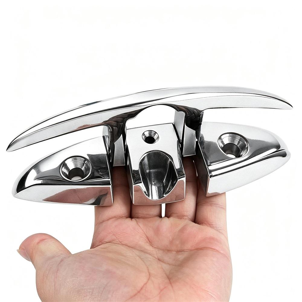 316 Stainless Steel Marine Folding Bollard - Flip-Up Dock Cleat For Boats Yachts Kayaks 5"/6" Corrosion Resistant
