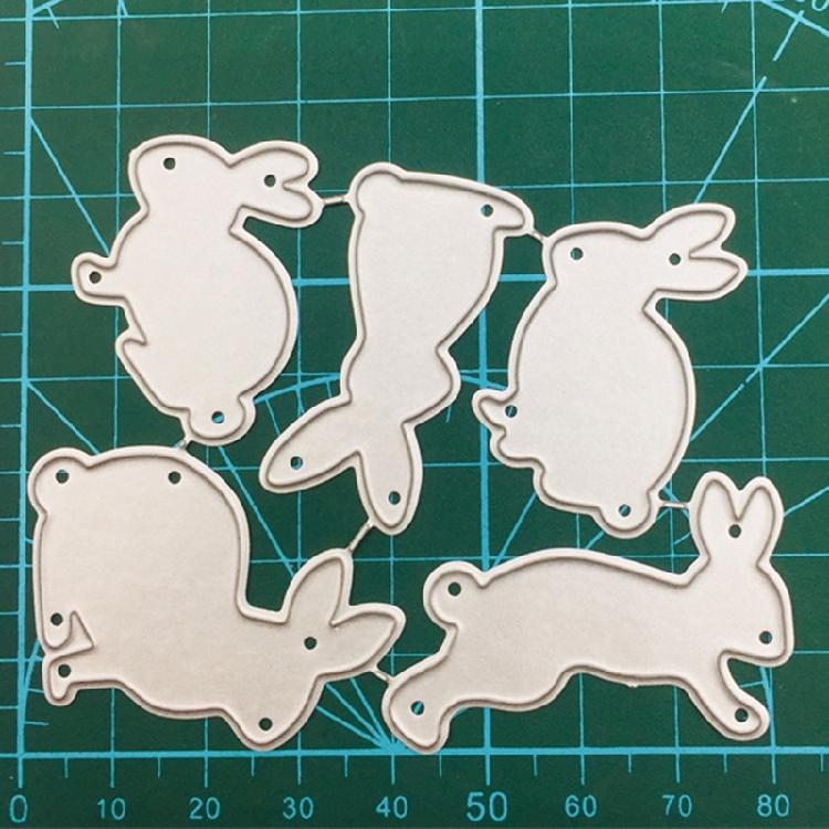 DIY 5 velikonočních zajíčků kovové vykrajovátka embosovací forma DIY scrapbooking album papírové řemeslo karty děrovačka šablona