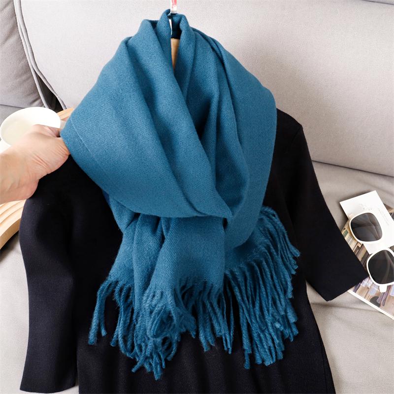 New 29 Color Winter Scarf For Women Long Warm Cashmere Scarves Solid Lady Shawl Wrap Hijab Female Pashmina Bandana Head Scarfs