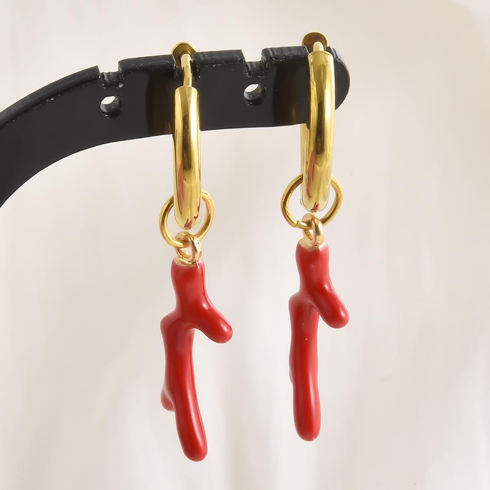 Gold Color Stainless Steel Round Hoop Earring Cartoon Animal Cat Paw Bunny Lobster Alloy Pendant Earrings For Women Girl Jewelry