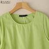 ZANZEA Women Summer Round Neck Loose Casual Half Sleeve Blouse