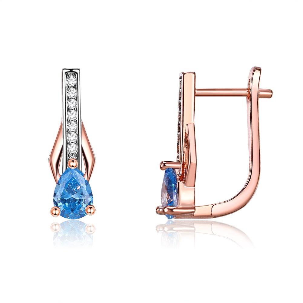 

UMCHO новые длинные полые серьги с каплями воды синего цвета, модные женские серьги цвета розового золота розового золота/синий